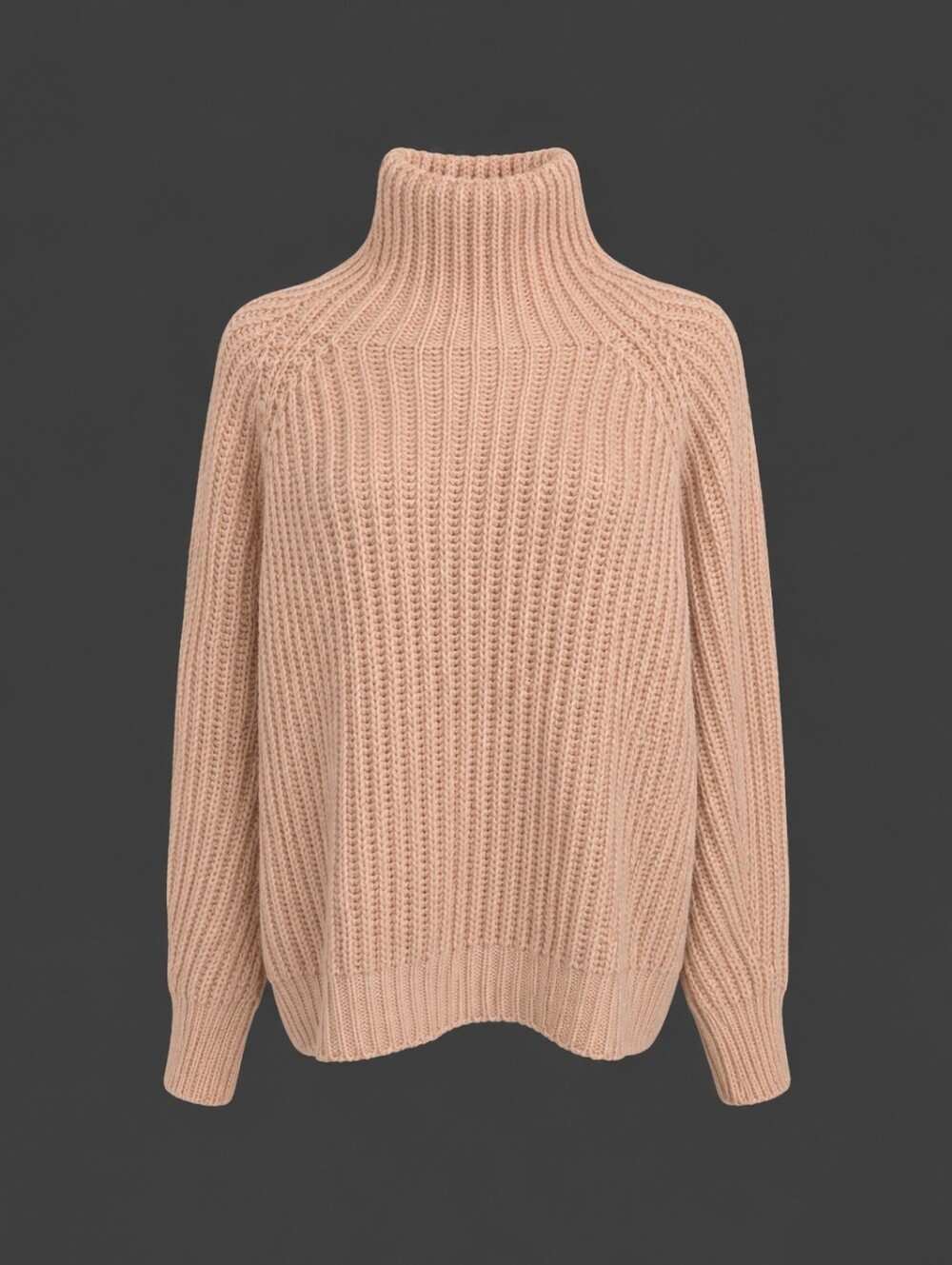 Women's Soft Ribbed Turtleneck Sweater in Light Blush